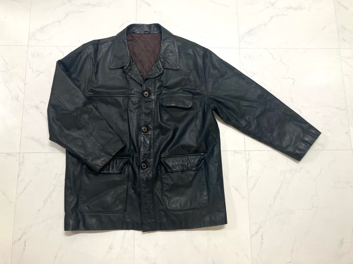 90s 퀼팅 안감 돈피 리얼 레더 코트 자켓 105-110 상품이미지1