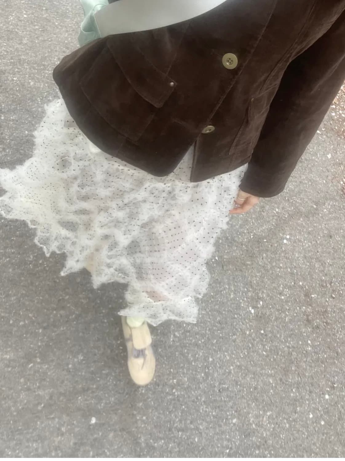 호쿠스포쿠스 Polka dot frill skirt / Champagne 상품이미지5