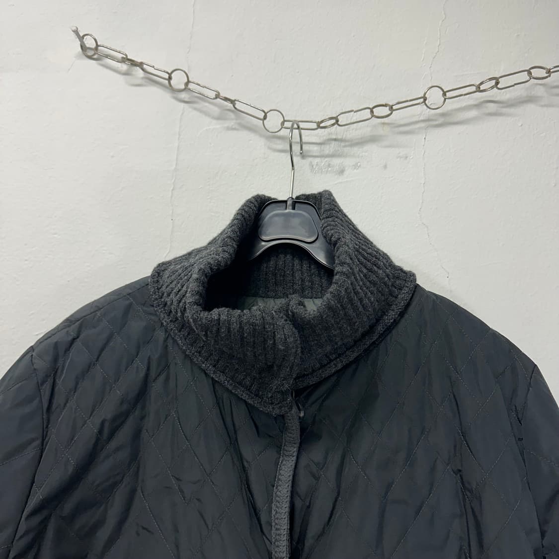 77 우먼L 소울 SOWOOL 그레이 니트배색 양면 롱패딩 상품이미지4