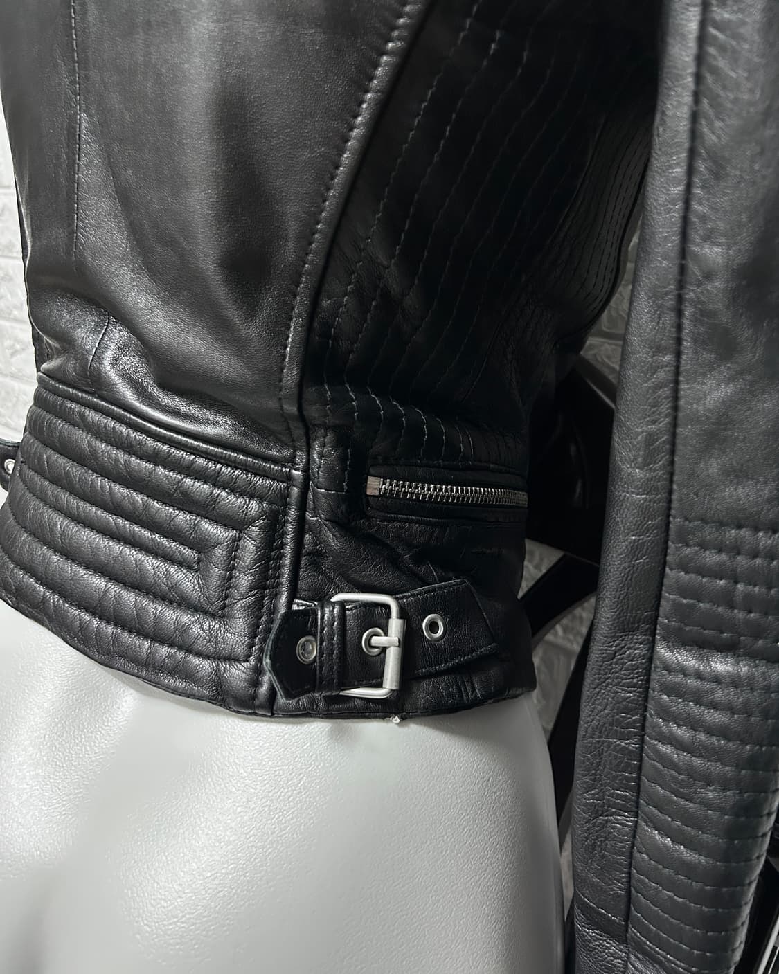 자라 램스킨 패디드 더블 지퍼 모토 자켓 상품이미지7