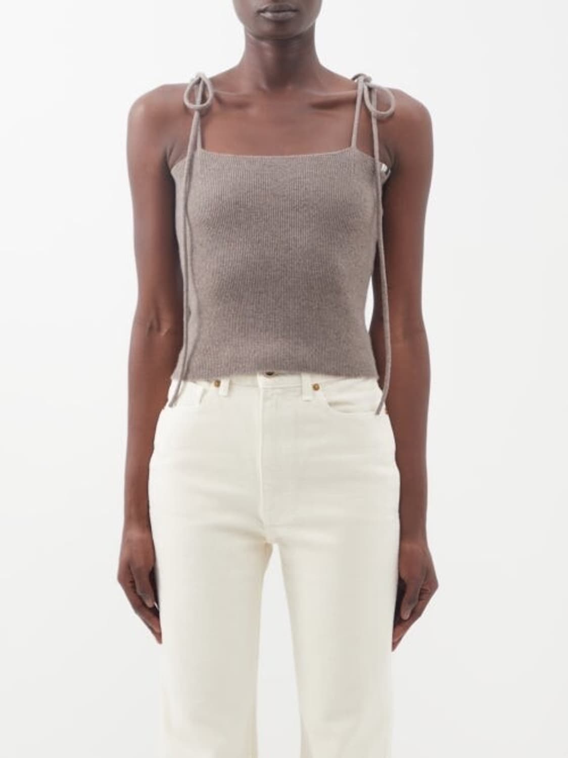 Extreme Cashmere No.141 타이 스트랩 탱크탑 브라운 상품이미지3