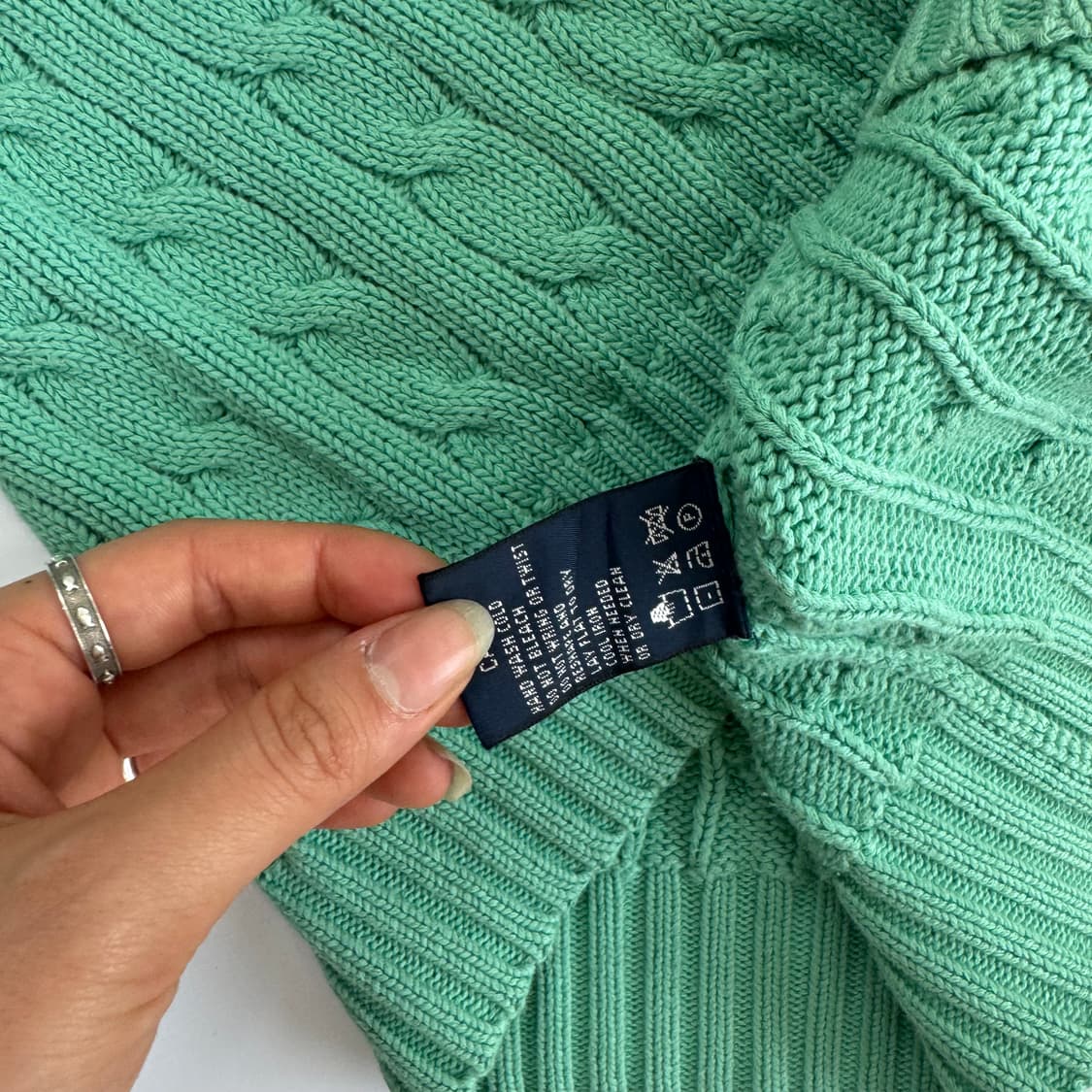 Polo 폴로 핑크포니 그린 케이블 니트 상품이미지6
