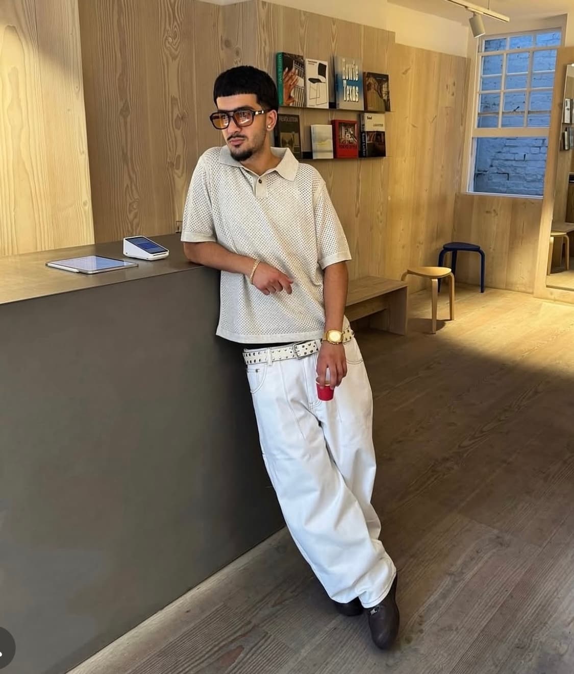 SWEATSCOLLECTIVE 배기 데님 화이트 M 상품이미지5