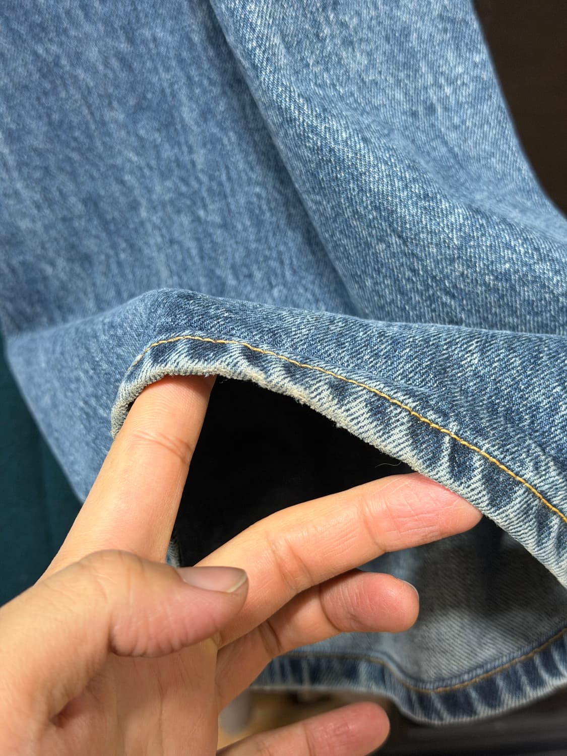 해칭룸 와이드 커브진 워시드 블루 상품이미지3