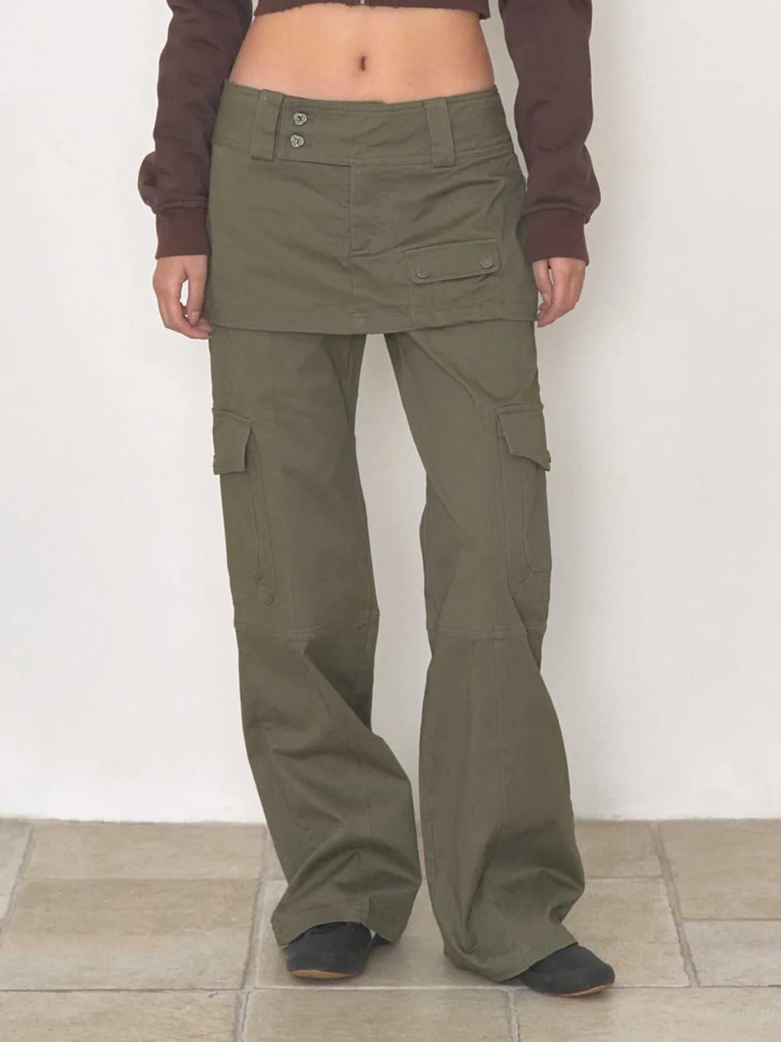 {정가 17.9} 비데블 스커트 레이어드 카고 팬츠 S - 카키 (택O) 상품이미지2