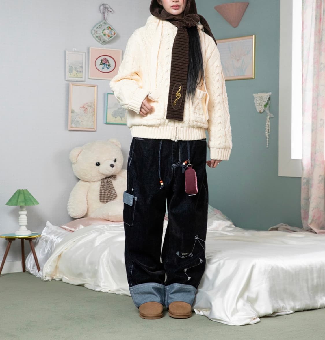 루나키후 호시조라 벨벳 데님 와이드팬츠 바지 3 상품이미지5