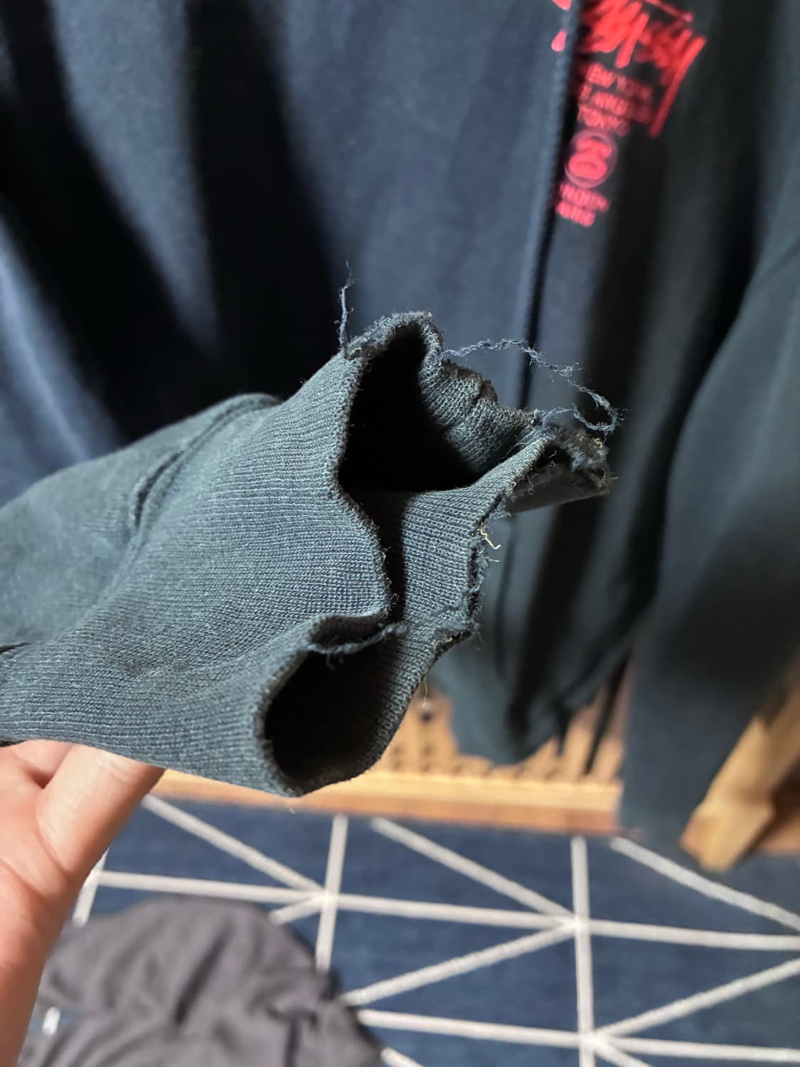 Stussy  월드 투어 카모플라쥬 로고 네이비 스웻 후드티 상품이미지4