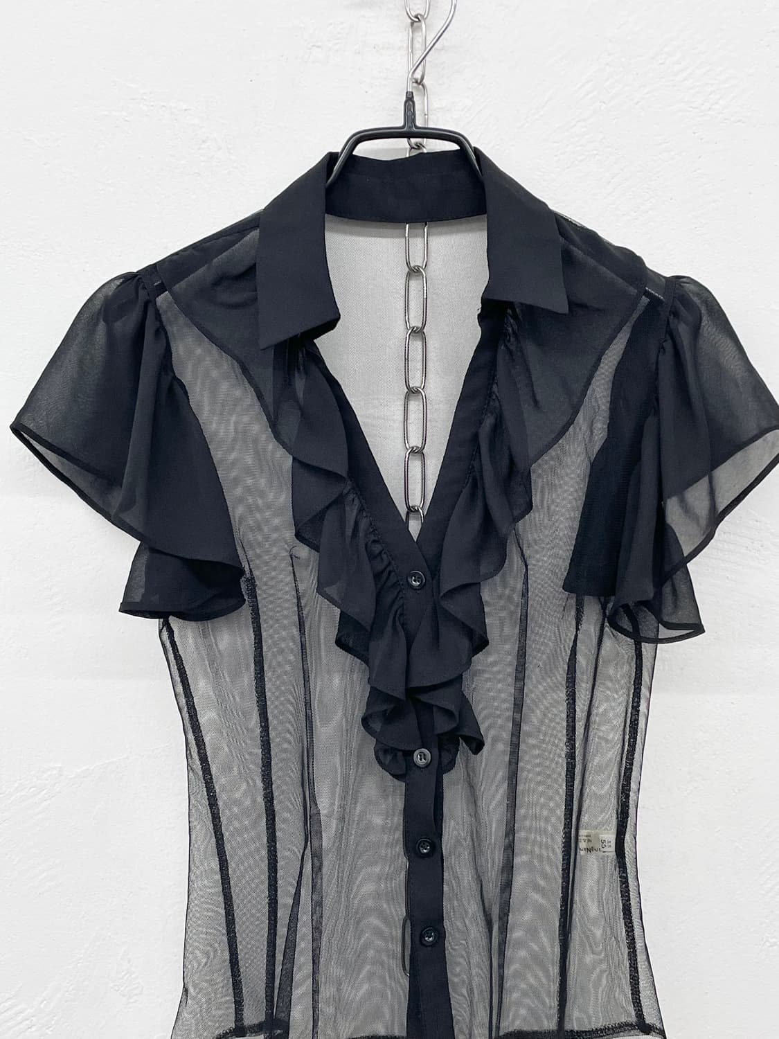 블랙 시어 프릴 탑 상품이미지5