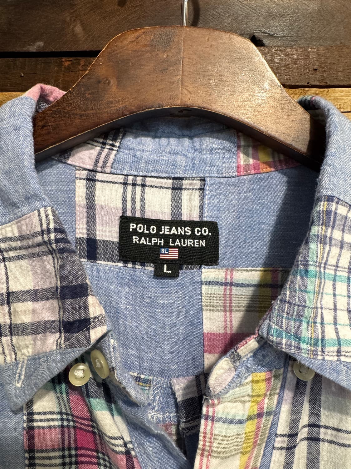 90s polo Jeans co, patchworked Shirt 상품이미지4