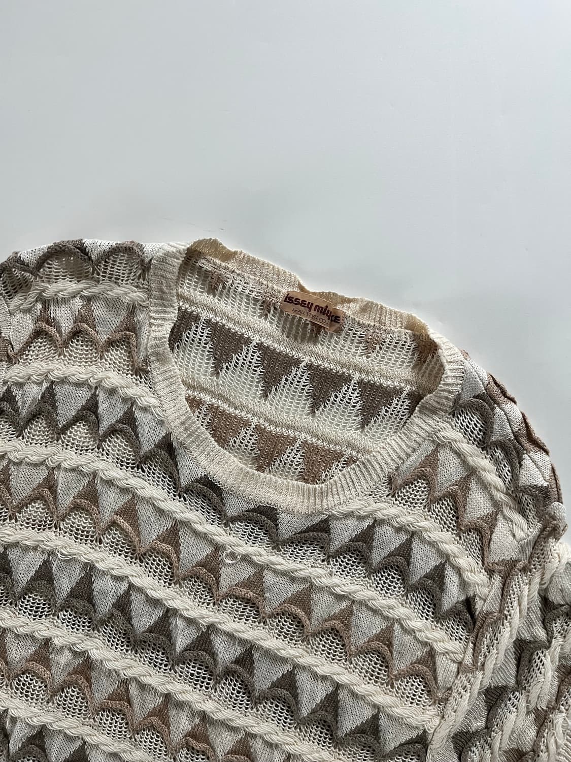 Issey Miyake 이세이미야케 90’s 베이지 로프 린넨 반팔 니트 상품이미지6