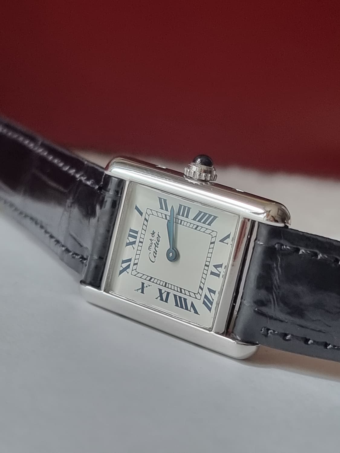 까르띠에 빈티지 탱크머스트 S 블루로만 화이트다이얼 디버클 여성시계 02 상품이미지4