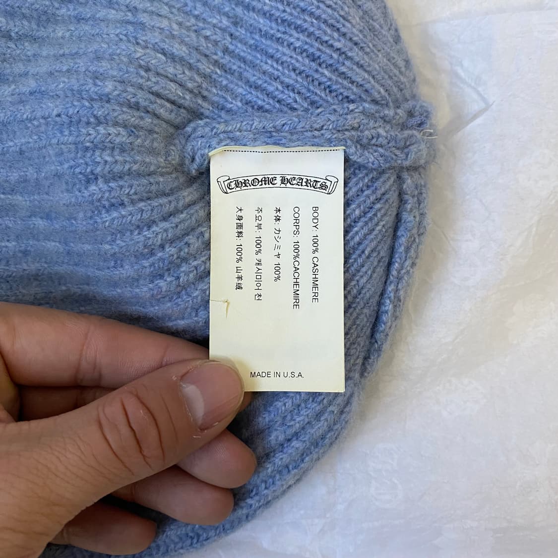 [Free] 크롬하츠 빅 대디 캐시미어 비니 라이트 블루 화이트 상품이미지5