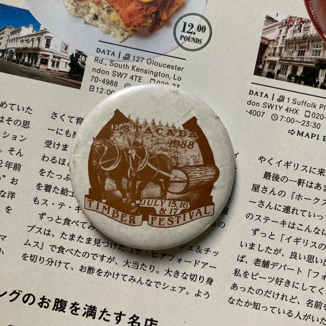 빈티지 유럽 TIMBER 페스티벌 프린팅 핀 버튼 뱃지 브로치 악세사리 상품이미지1