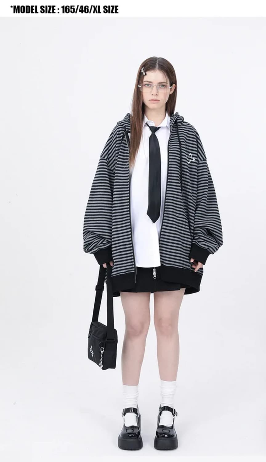 크로스드레슬리 스트라이프 후드집업 상품이미지1