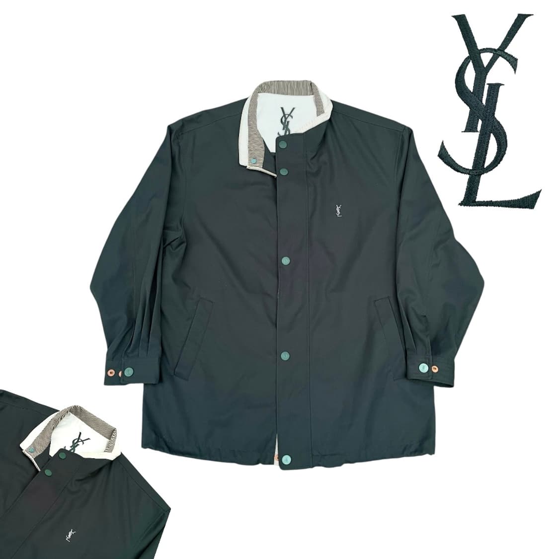 Ysl 입생로랑 딥 그린 카키 바람막이 블루종 트랙자켓 M 상품이미지9