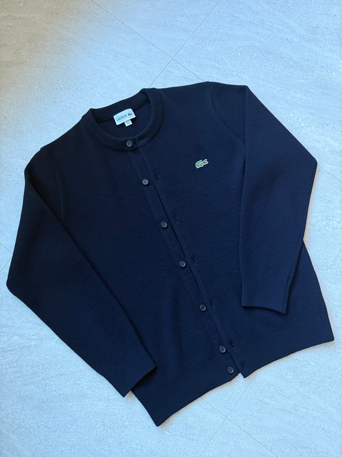 라코스테 라운드 크루넥 가디건 네이비 상품이미지1