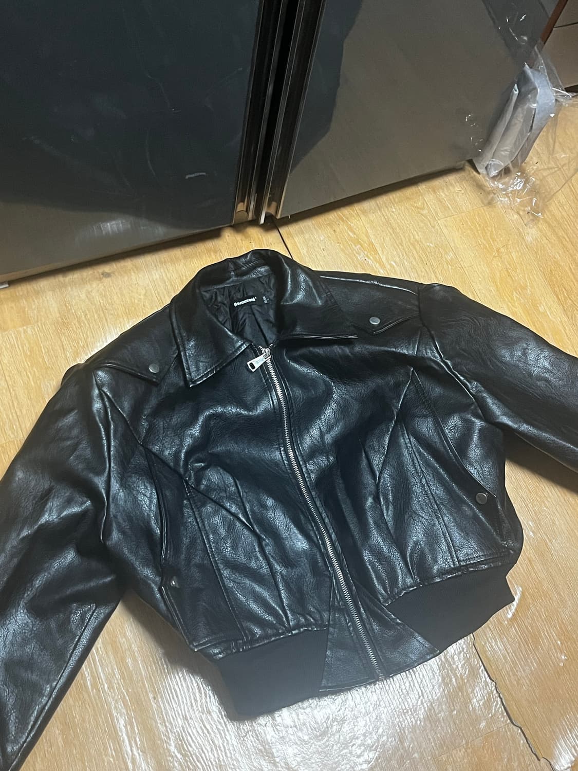 크롭 레더(페이크) 자켓 상품이미지3