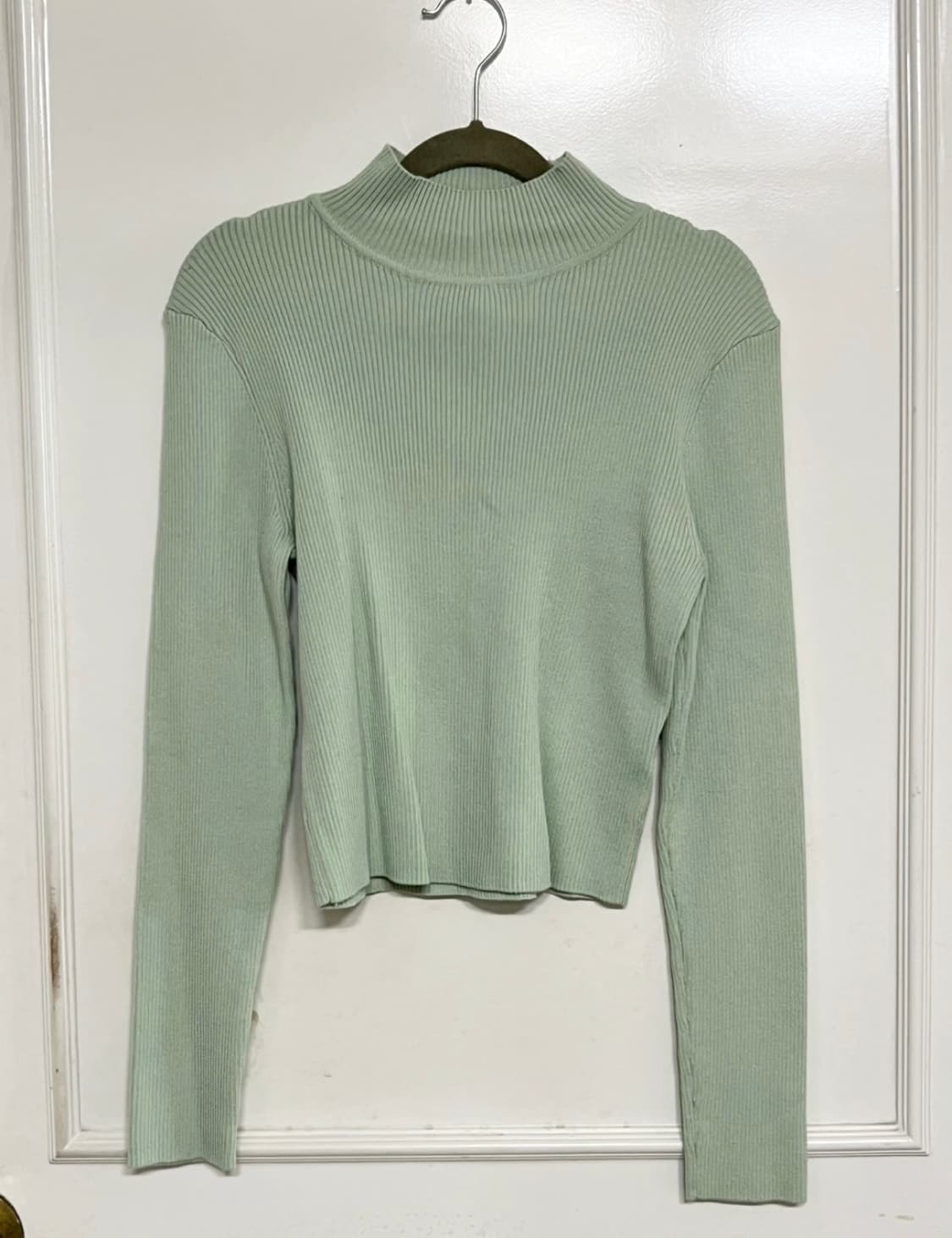 H&M 민트 하프넥 골지 니트 폴라티 M 상품이미지2