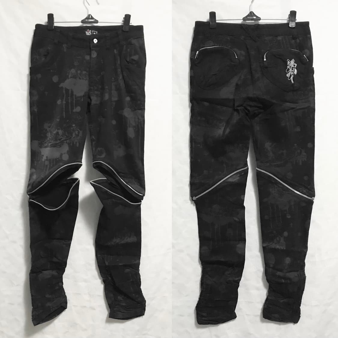 빈티지 h.naoto 에이치나오토 펑크 지퍼 디테일 투웨이 셔링 팬츠 상품이미지1