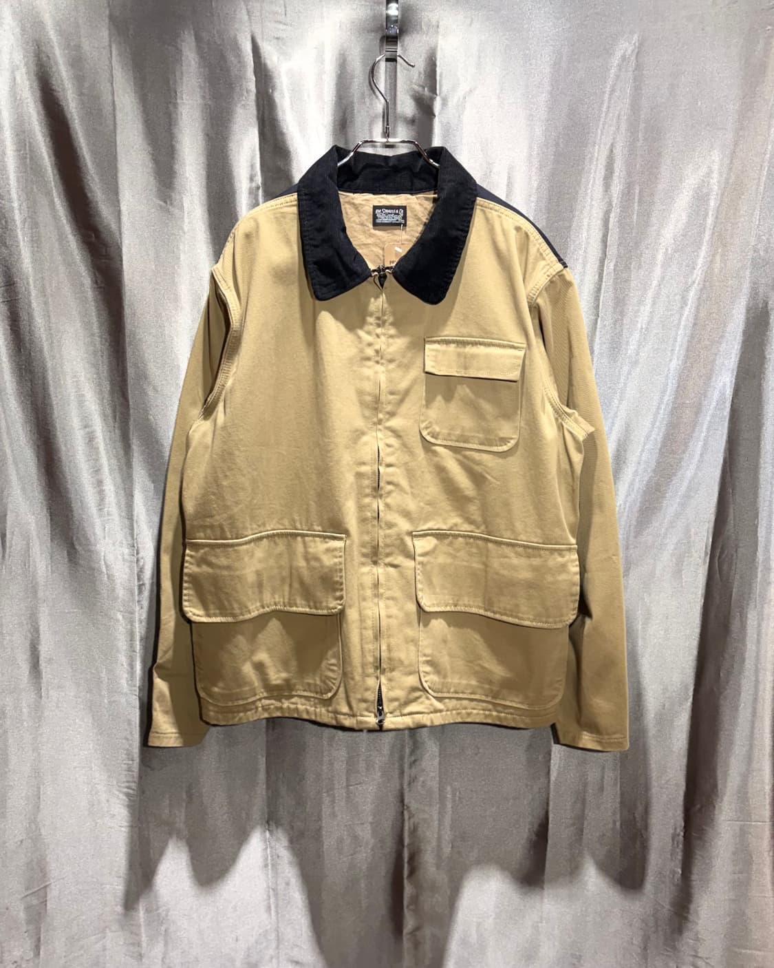 M 리바이스 3포켓 배색 코튼 베이지 집업 블루종 상품이미지2