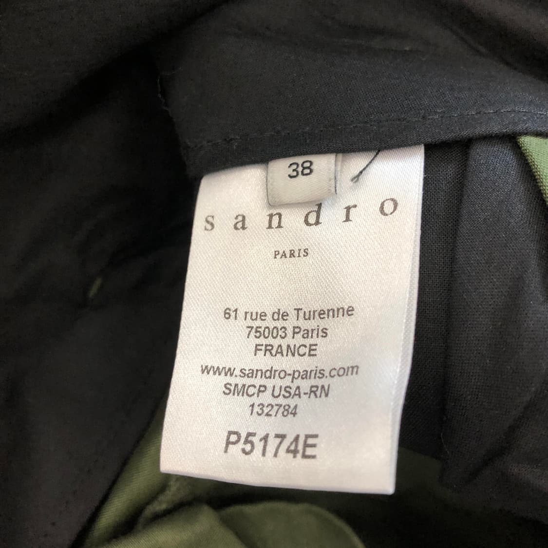 sandro 산드로 원턱 치노팬츠 26 인치 카키 상품이미지5