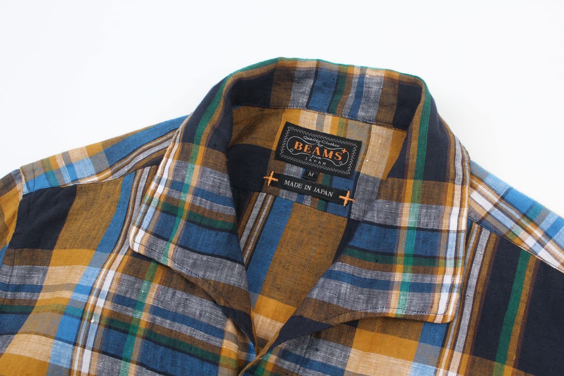 BEAMS PLUS Plaid Flax Italian Collar Shi 상품이미지3