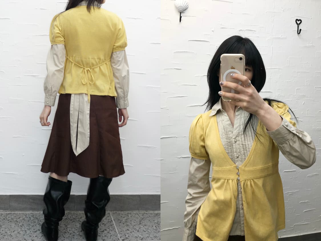 butter yellow tie-back cardigan 상품이미지3