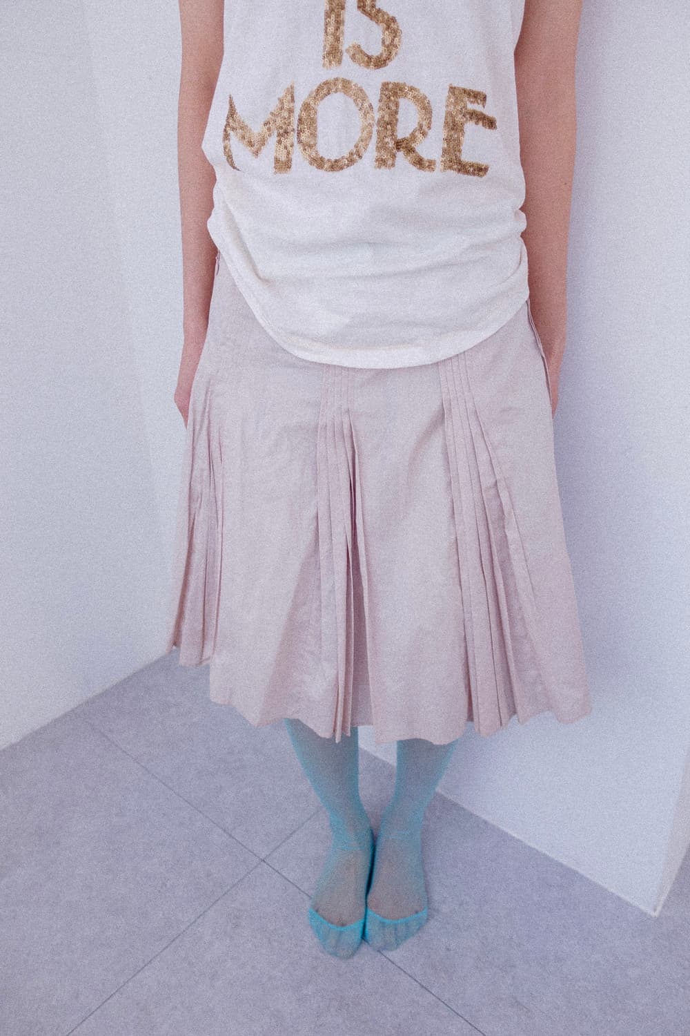 Dust pink pleats midi skirt 상품이미지1