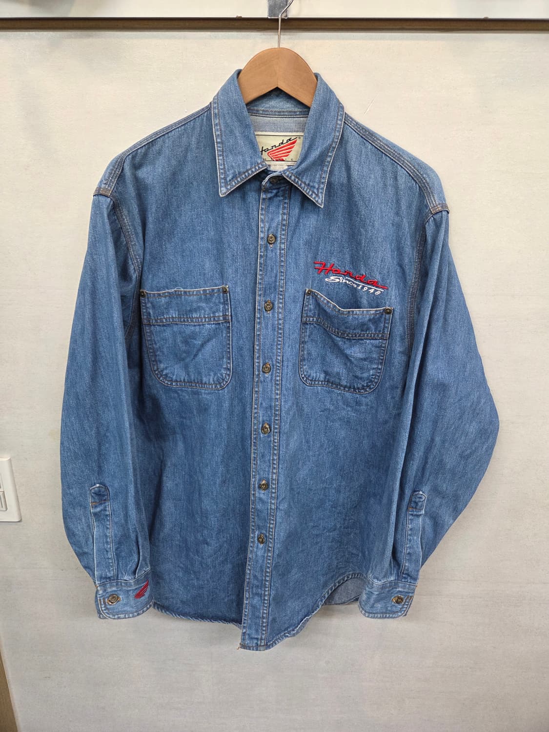 혼다 올드스쿨 빈티지 자수로고 데님셔츠 긴팔 L xl 상품이미지1