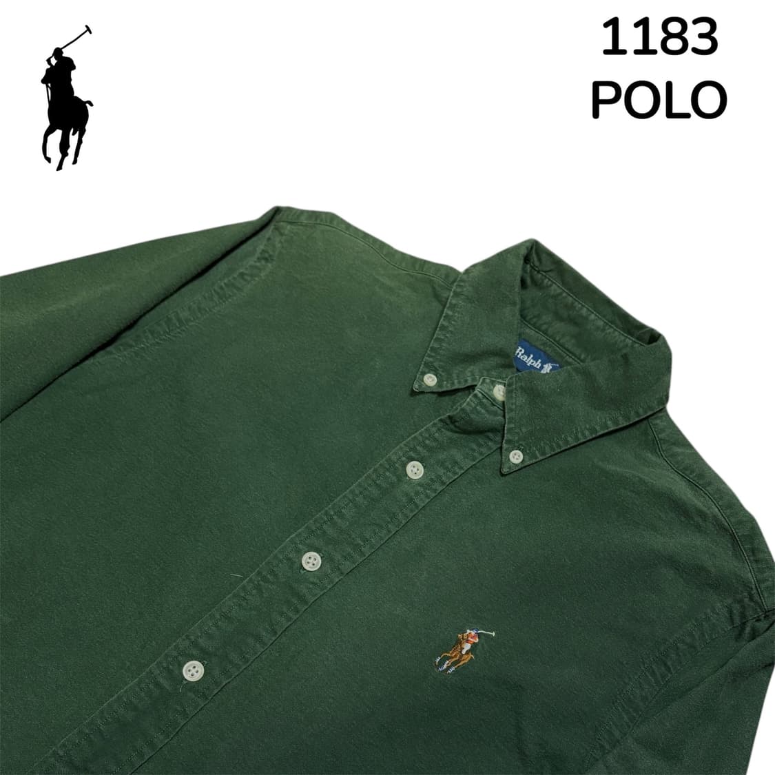 폴로 솔리드 단색 그린 오버핏 셔츠 L 상품이미지4