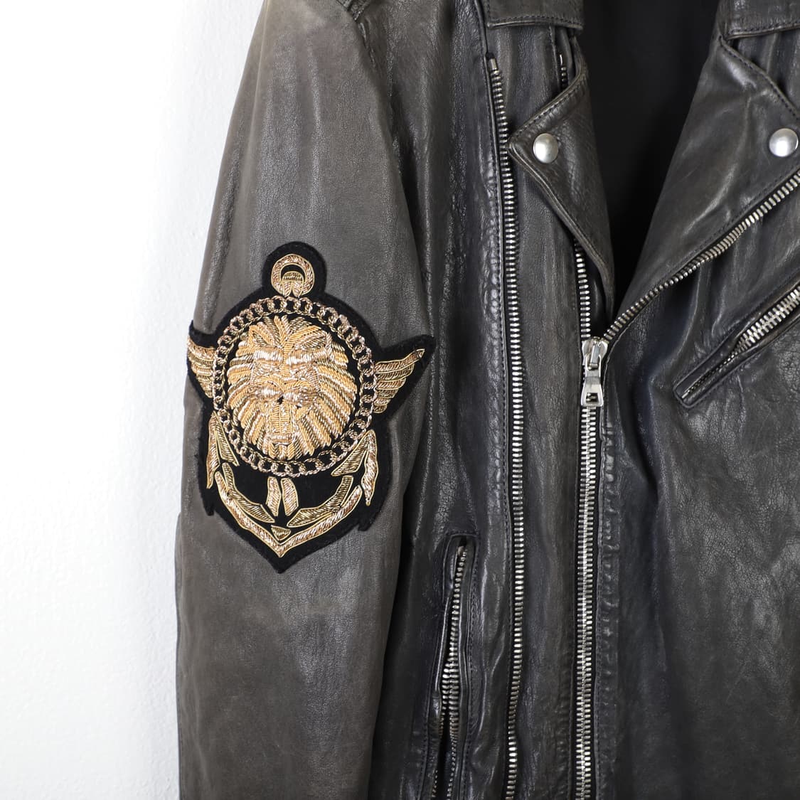 46 / Balmain 발망 패치 램스킨 가죽 자켓 상품이미지3