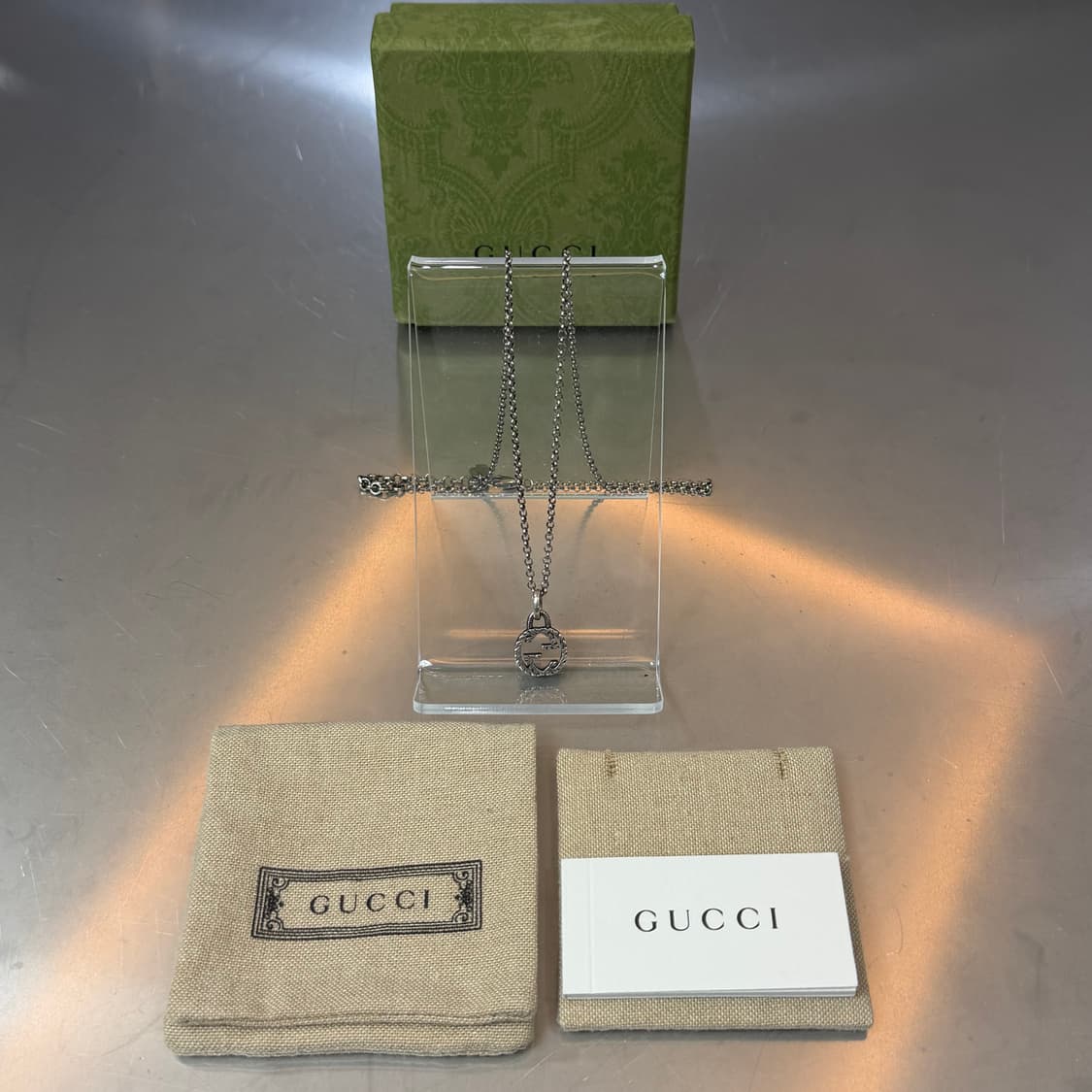 [리오브전포점] 구찌 GG 인터로킹 실버 펜던트 목걸이 상품이미지1