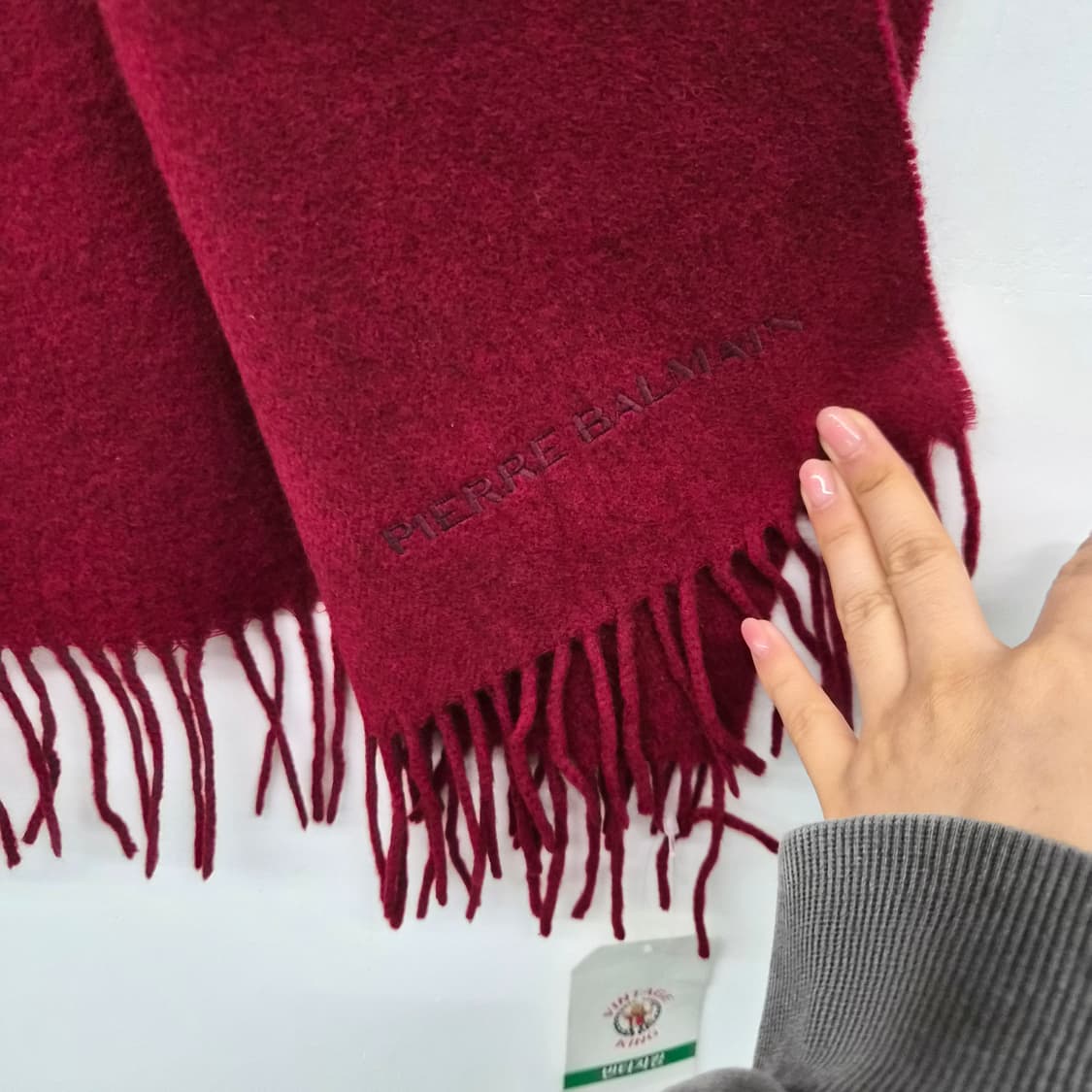 발망 캐시미어 100% 와인색 머플러 상품이미지3