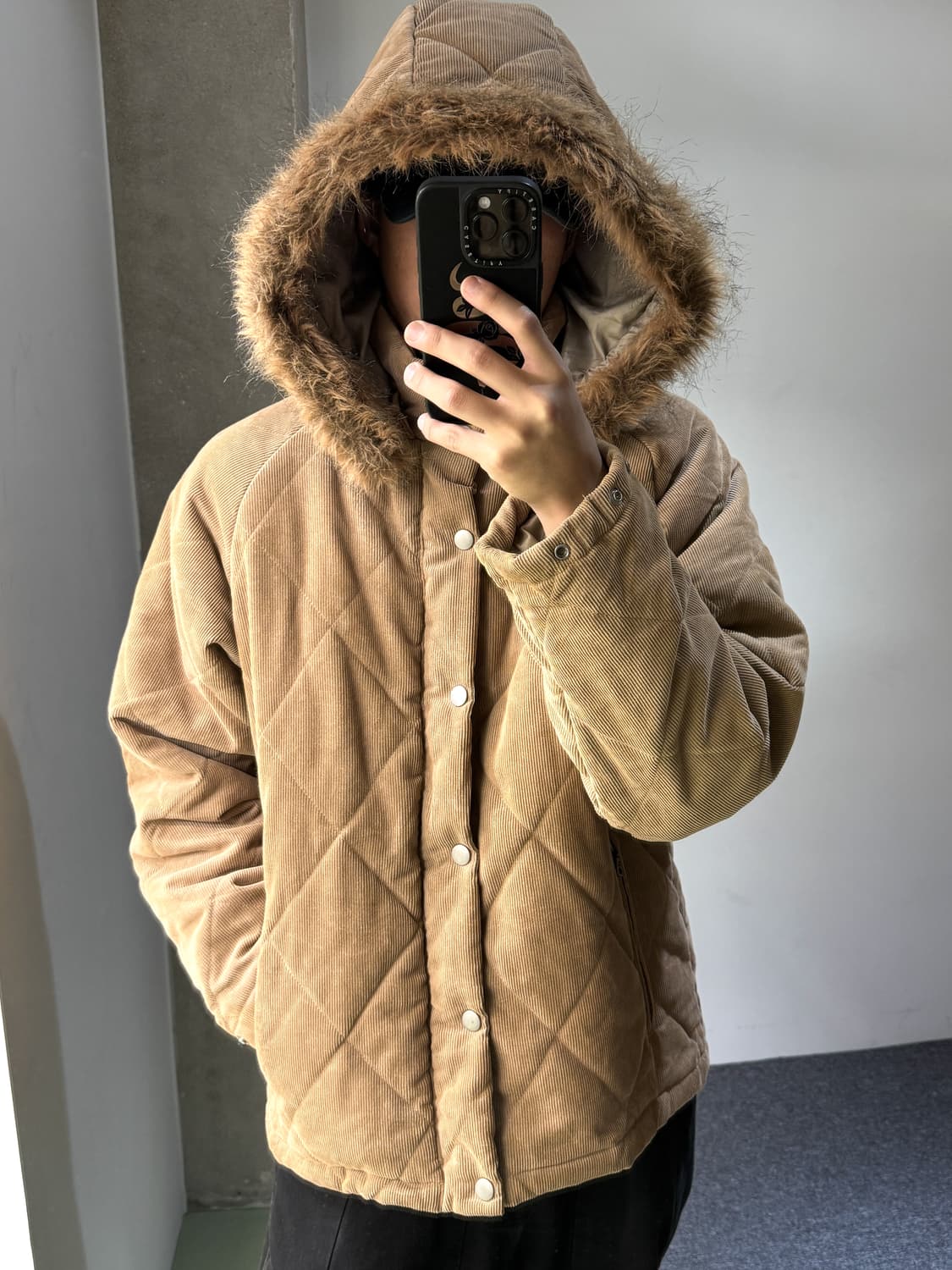 반작 코듀로이 퀼티드 후드 점퍼 상품이미지2