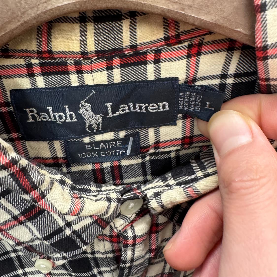 폴로 랄프로렌 긴팔 체크 셔츠 레드 포니 로고 포인트 네이비레드 상품이미지6