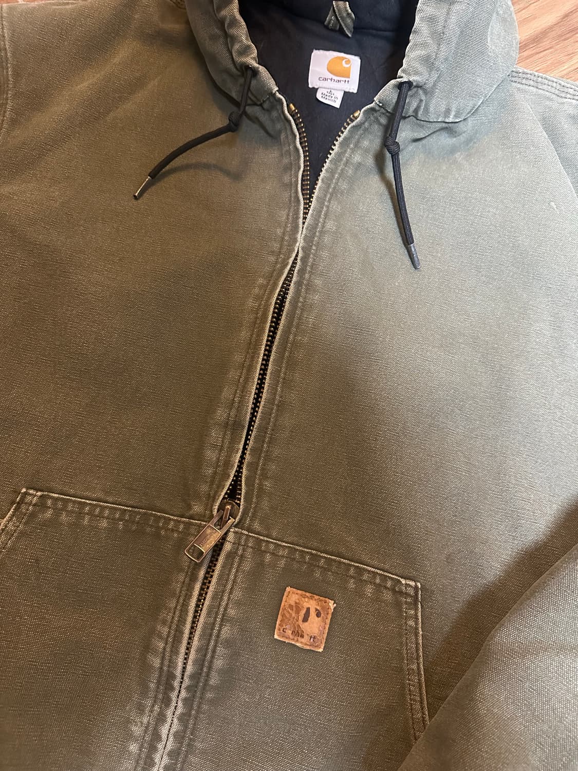 빈티지 칼하트 J130 모스그린 덕 액티브 후드집업 자켓 라지 상품이미지3