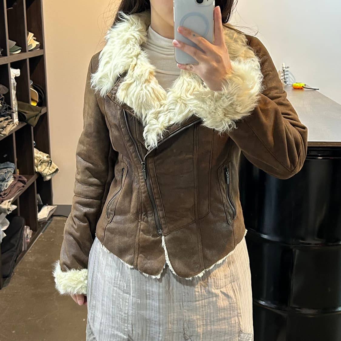 브라운 양털 무스탕 자켓 상품이미지6