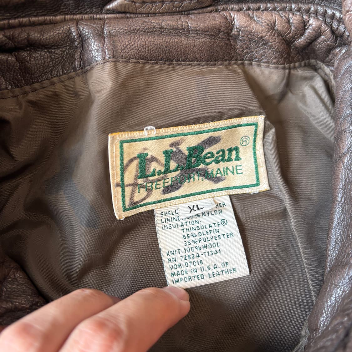90s 90년대 미국 생산 L.L.bean A-2 레더 자켓 상품이미지3