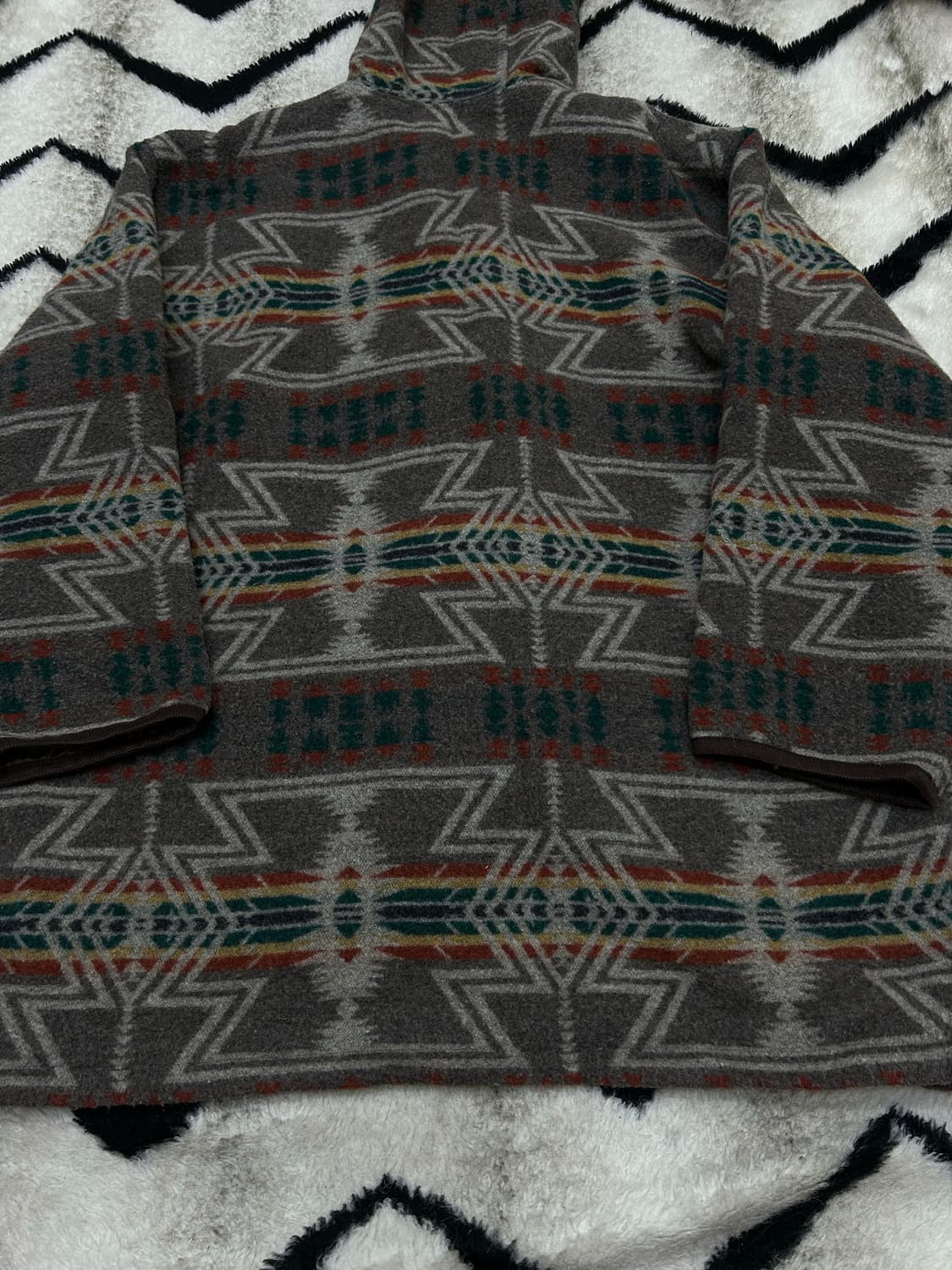 [실측여성L]Japan 90s 나바호 패턴 울 더플코트 상품이미지4