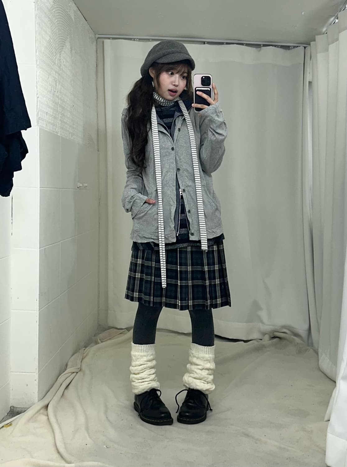 네이비 케이프 도트 니혼진 모리걸 코디세트 상품이미지2