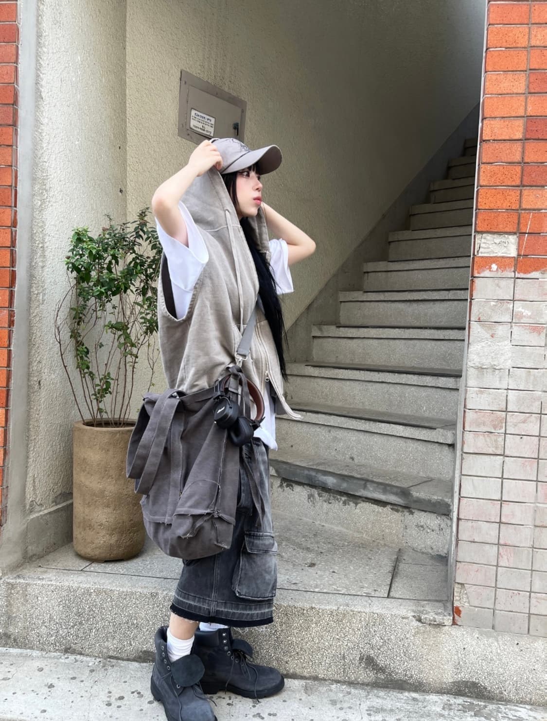 히니츠키 오리진 빈티지 카고 데님 버뮤다 팬츠 흑청 상품이미지2