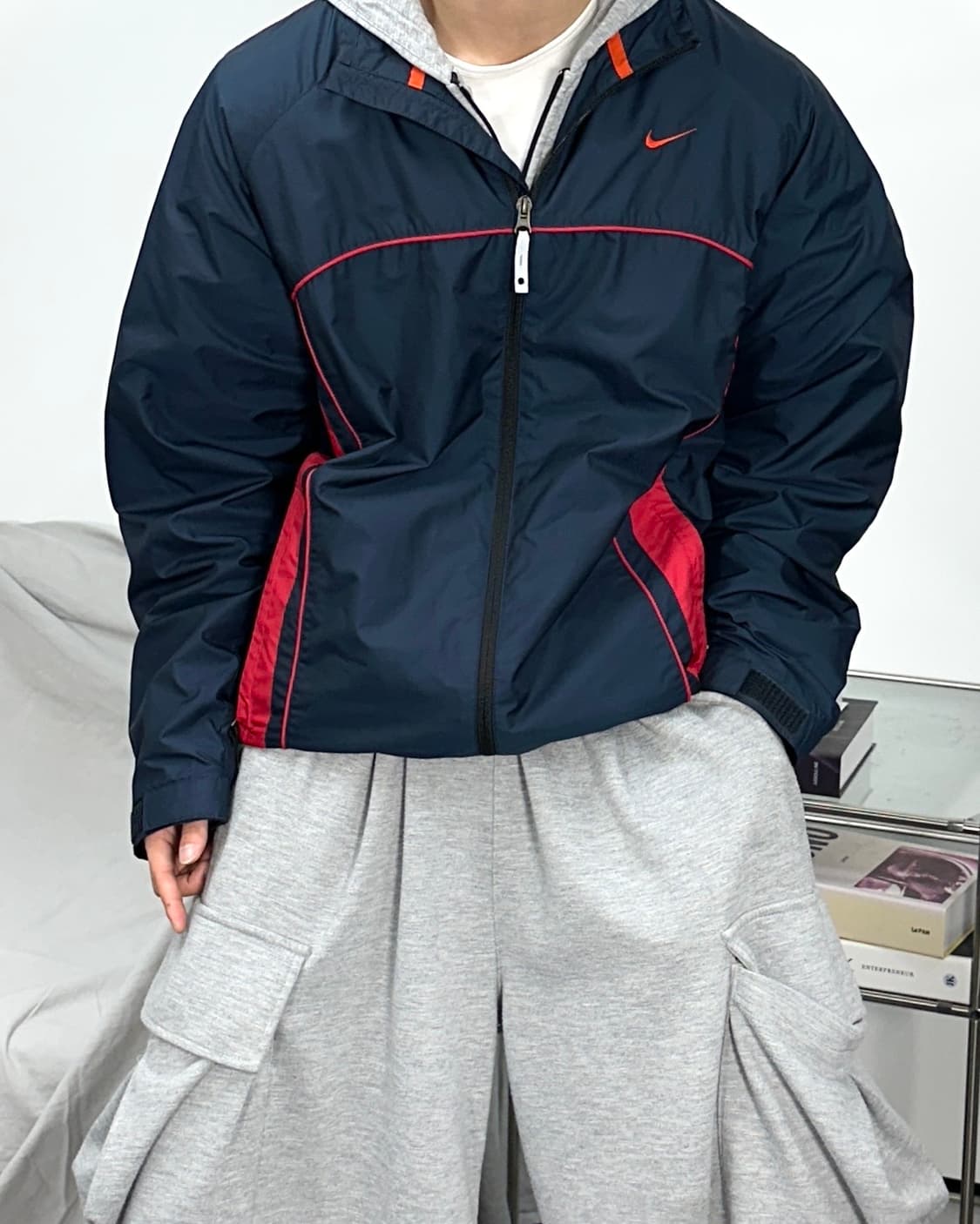 나이키 00s 네이비 레드 바람막이 L 상품이미지2
