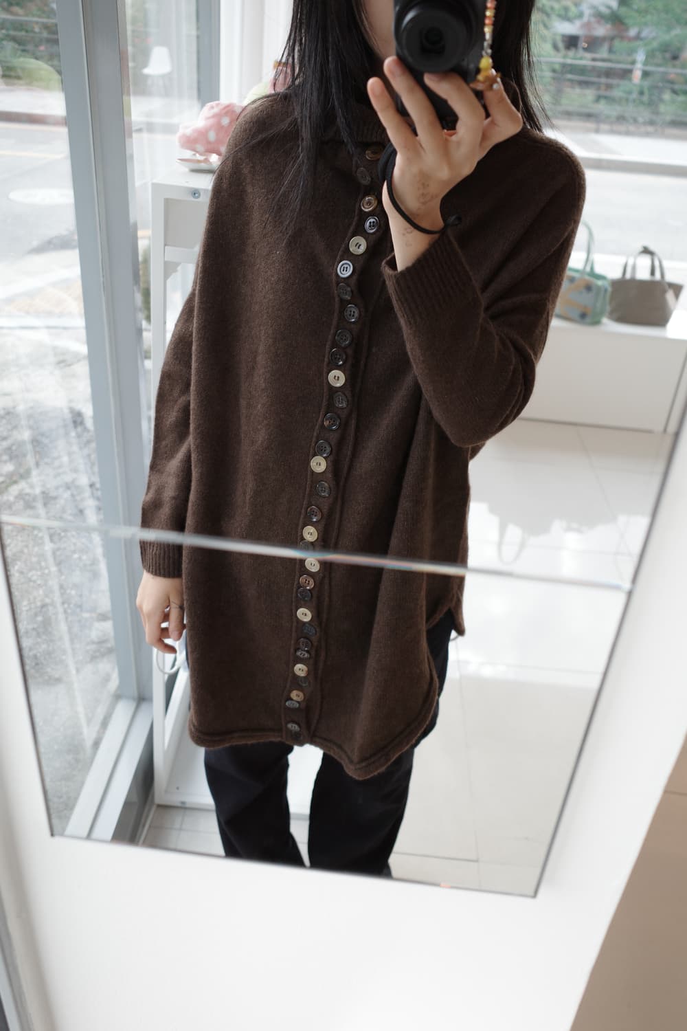 Multi-button turtle neck long cardigan 상품이미지4