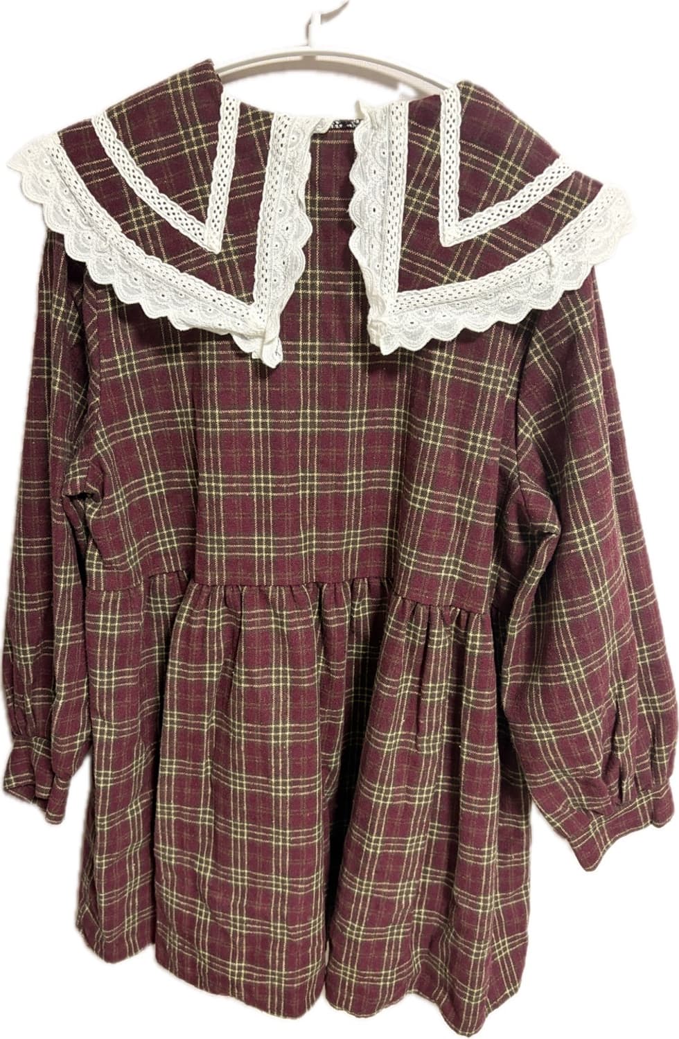 빈티지 레드 체크 원피스 상품이미지2