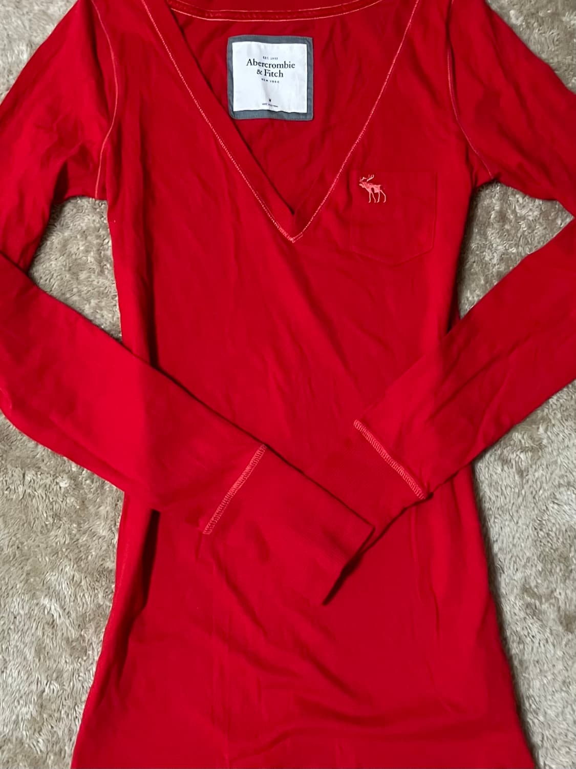유일매물) 아베크롬비 y2k 딱붙 브이넥 롱슬리브🍒 상품이미지4