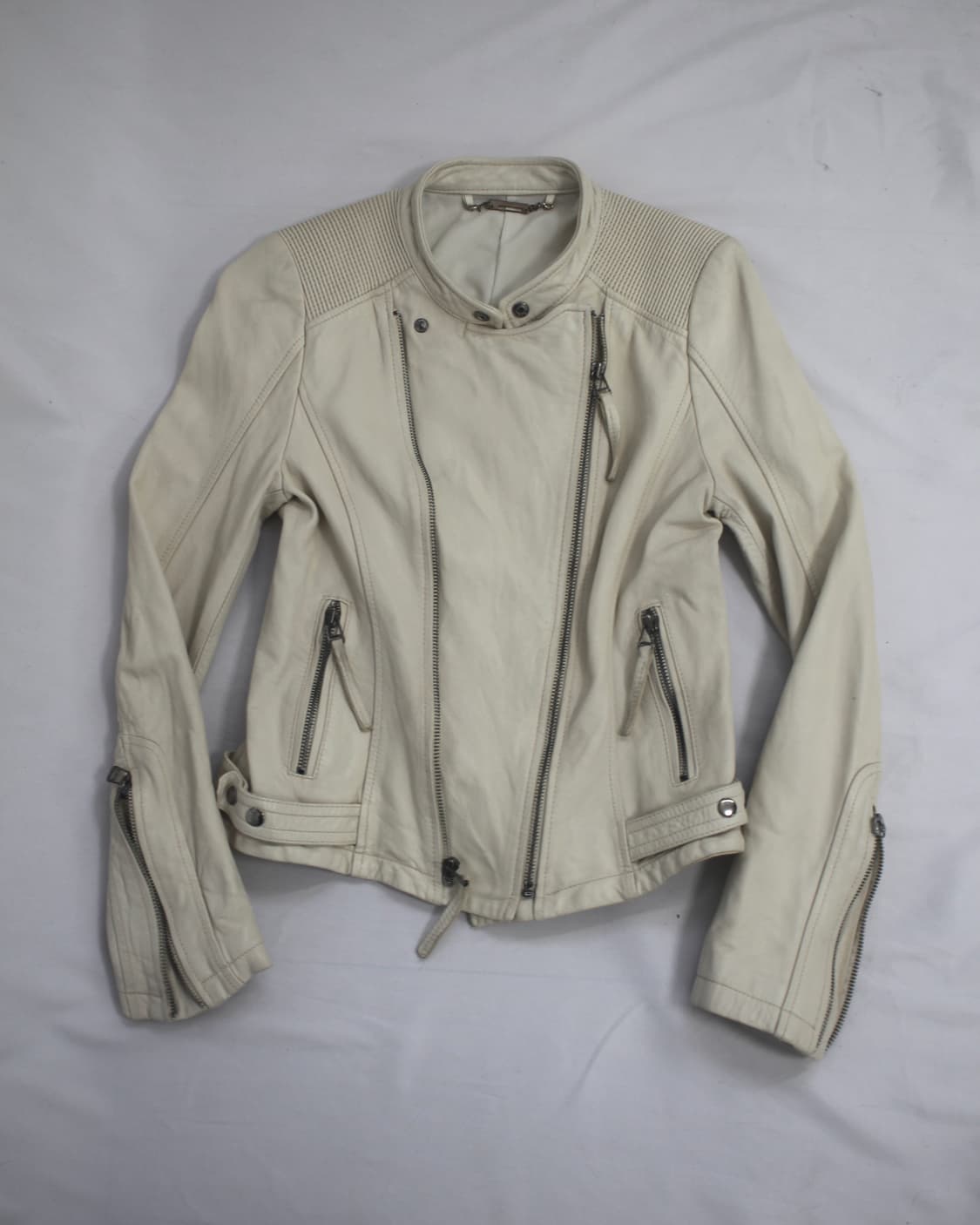 Leather skin-ivory 2 zipper lamb jacket 상품이미지3