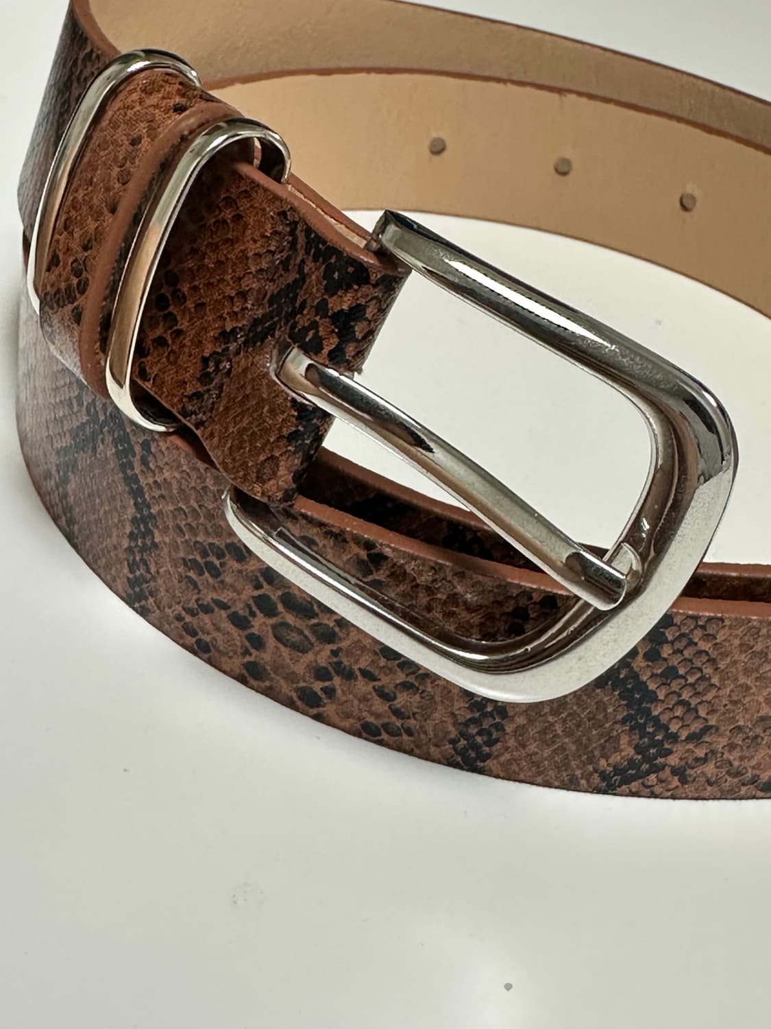 Oribell 뱀피 파이톤 가죽 미니멀 가죽 벨 상품이미지2