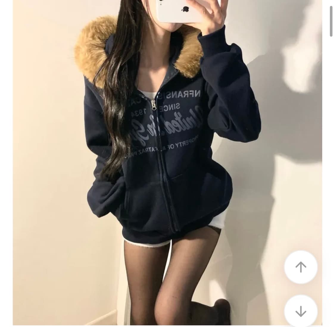 에이블리 레터링 털 모자 퍼 기모 후드집업 (새상품) 상품이미지1