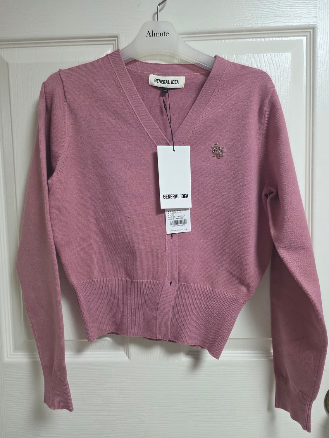 (새상품) 제너럴 아이디어 브이넥 가디건 - 핑크 상품이미지1