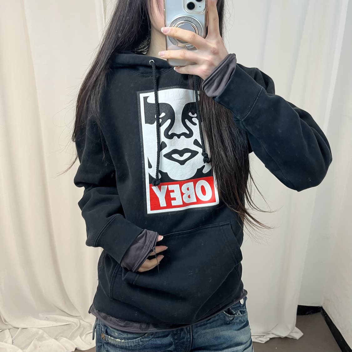 Obey black icon hoodie 상품이미지3